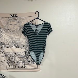 Dark green striped bodysuit